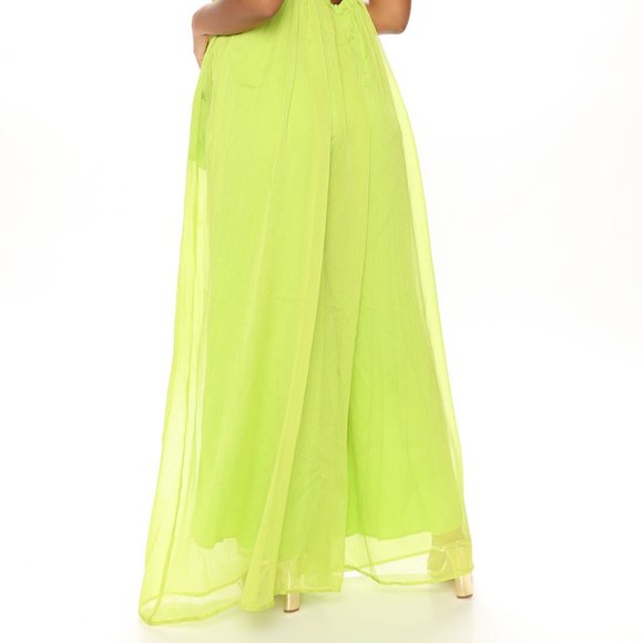 Sexy Citrus Lime Green Backless Jumpsuit - Picture 4 of 7